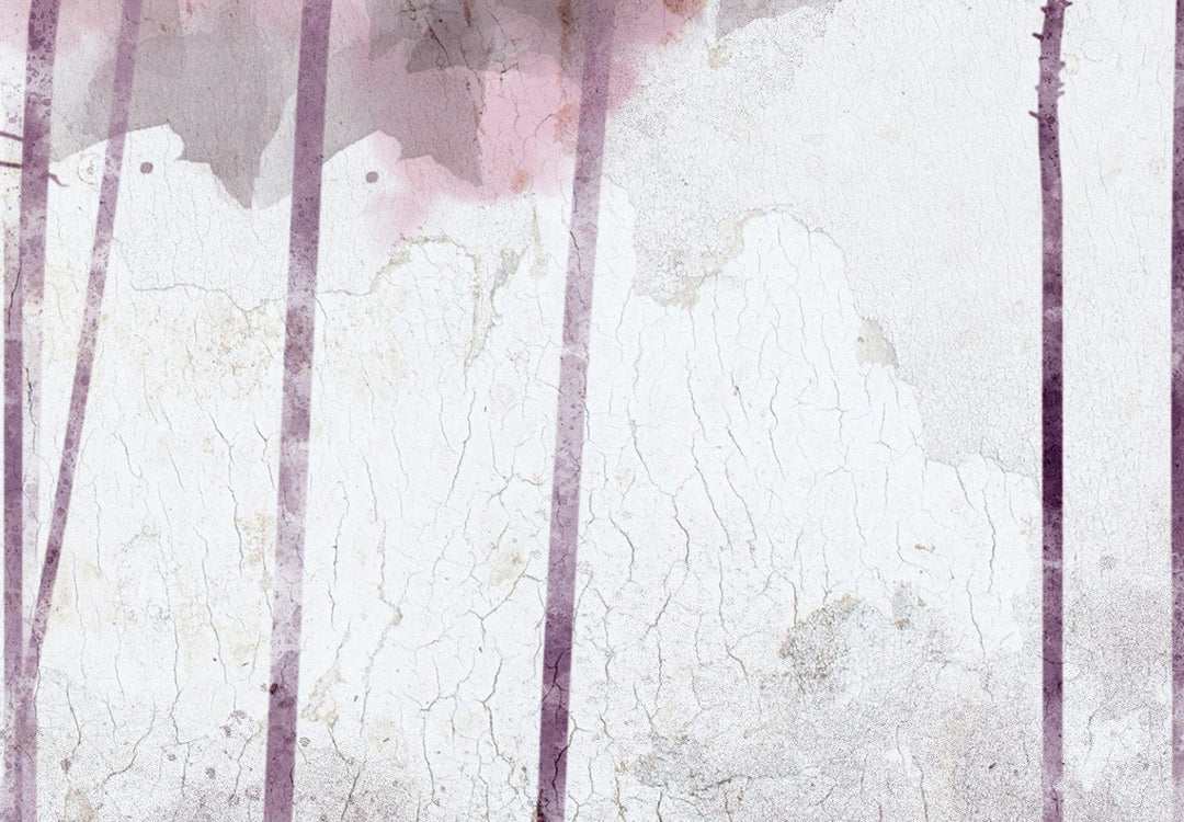 Fototapetes - Rozā koki ziemā uz pelēka fona - 143784 G-ART