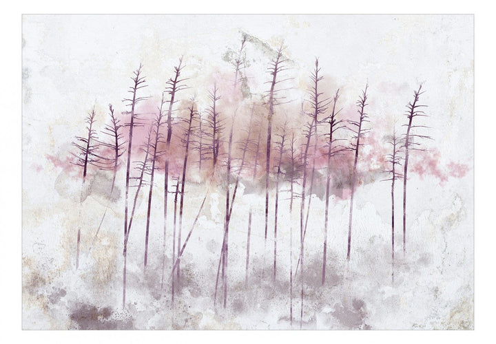 Fototapetes - Rozā koki ziemā uz pelēka fona - 143784 G-ART