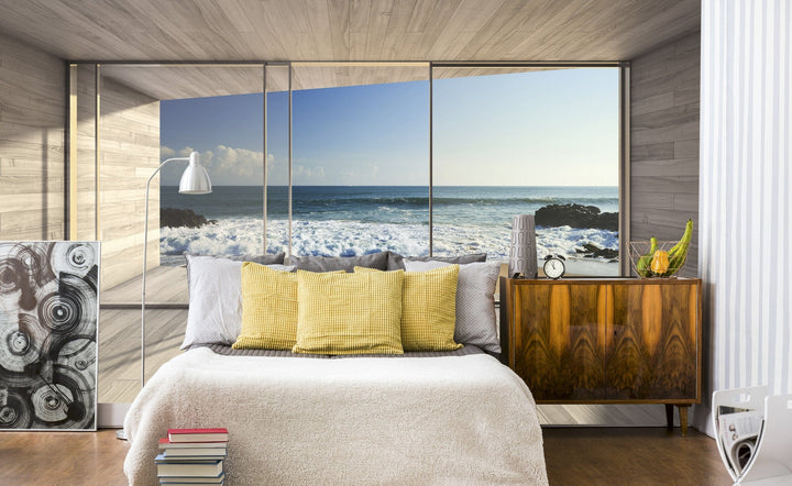 Fototapetes kas vizuāli paplašina telpu ar skatu uz jūru D-ART
