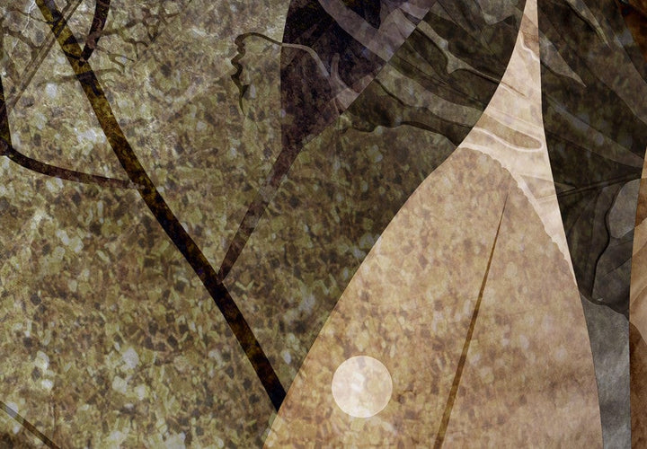 Fototapetes viesistabai vai guļamistabai ar lapām brūnos toņos, 135398 G-ART