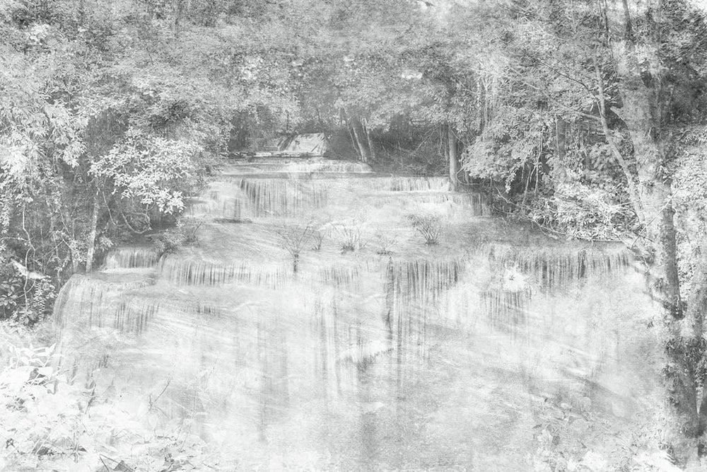 Melnbaltas fototapetes - Ūdenskritums pelēkos toņos - D387 D-ART