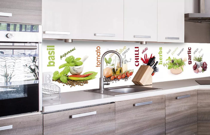 Laminētas pašlīmējošas fototapetes virtuvei - Garšvielas  (260x60 cm) Art4home