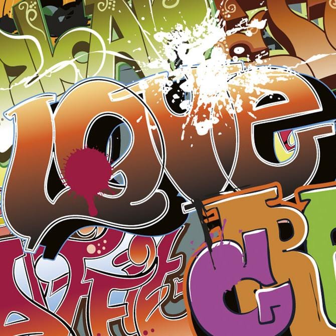 Laminētas pašlīmējošas fototapetes virtuvei - Grafiti  (260x60 cm) Art4home