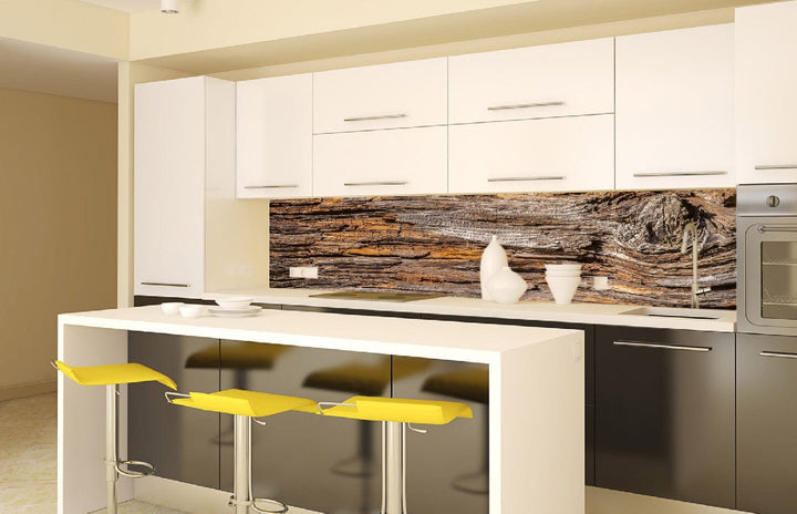 Laminētas pašlīmējošas fototapetes virtuvei - Koku miza (260x60 cm) Art4home