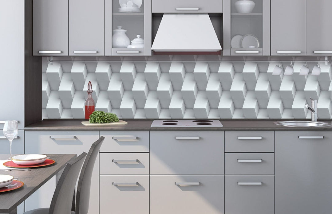 Pašlīmējošas fototapetes virtuvei - Kubveida siena (260x60 cm) Art4home