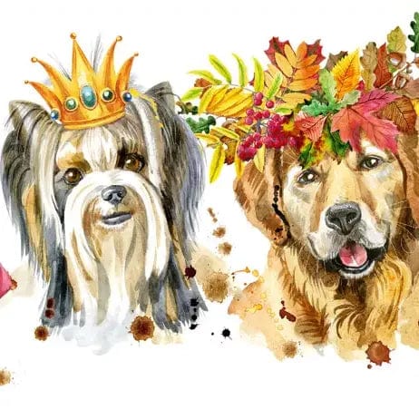 Pašlīmējošas fototapetes virtuvei - Laimīgi suņi (260x60 cm) Art4home