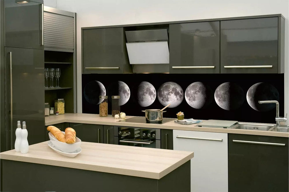 Pašlīmējošas fototapetes virtuvei - Mēness fāzes (260x60 cm) Art4home