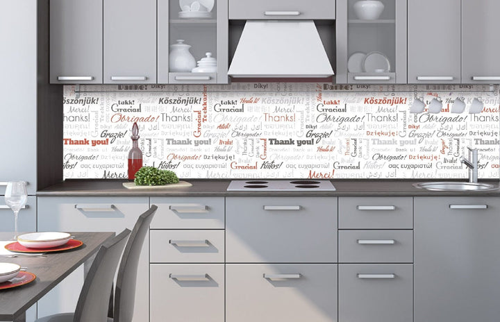 Pašlīmējošas fototapetes virtuvei - Paldies  (260x60 cm) Art4home