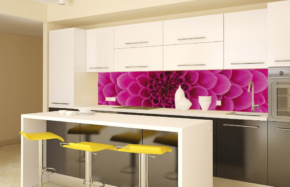 Fototapetes virtuvei ar lamināciju - Rozā dālija  (260x60 cm) Art4home