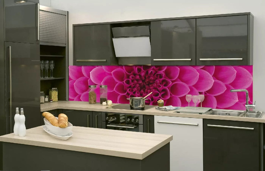 Fototapetes virtuvei ar lamināciju - Rozā dālija  (260x60 cm) Art4home