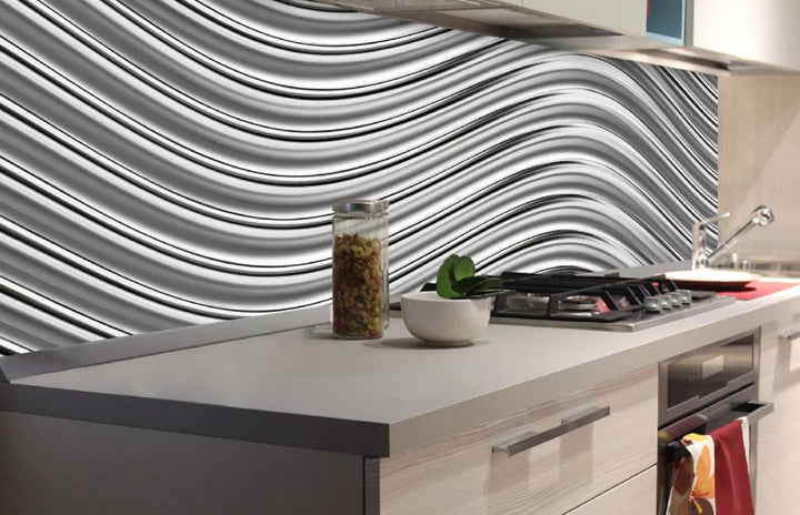 Pašlīmējošas fototapetes virtuvei - Sudraba pulsācija (180x60 cm) Art4home