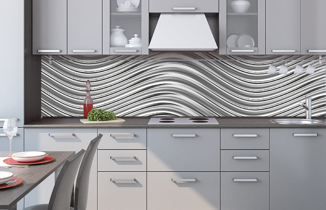 Pašlīmējošas fototapetes virtuvei - Sudraba pulsācija  (260x60 cm) Art4home