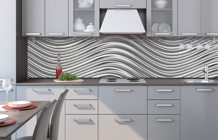 Pašlīmējošas fototapetes virtuvei - Sudraba pulsācija  (260x60 cm) Art4home