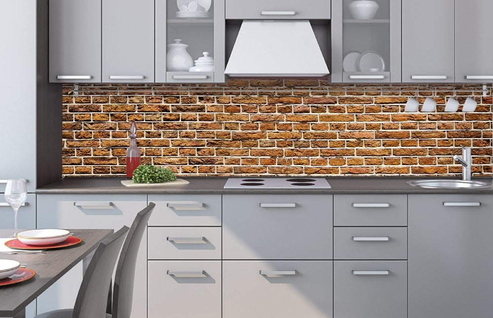 Pašlīmējošas fototapetes virtuvei - Vecs ķieģelis  (260x60 cm) Art4home
