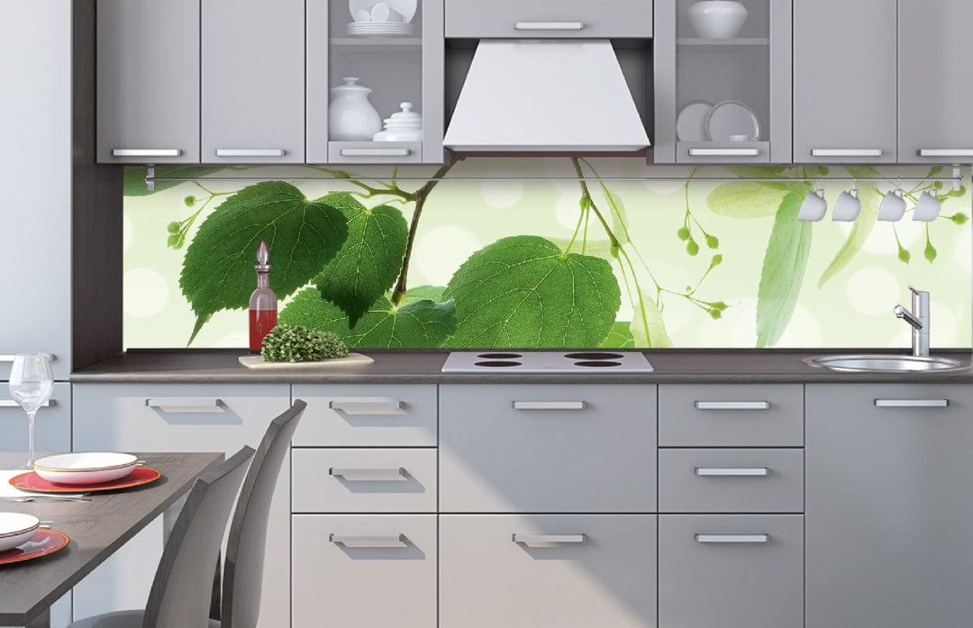Fototapetes virtuvei ar lamināciju - Zaļās lapas (260x60 cm) Art4home