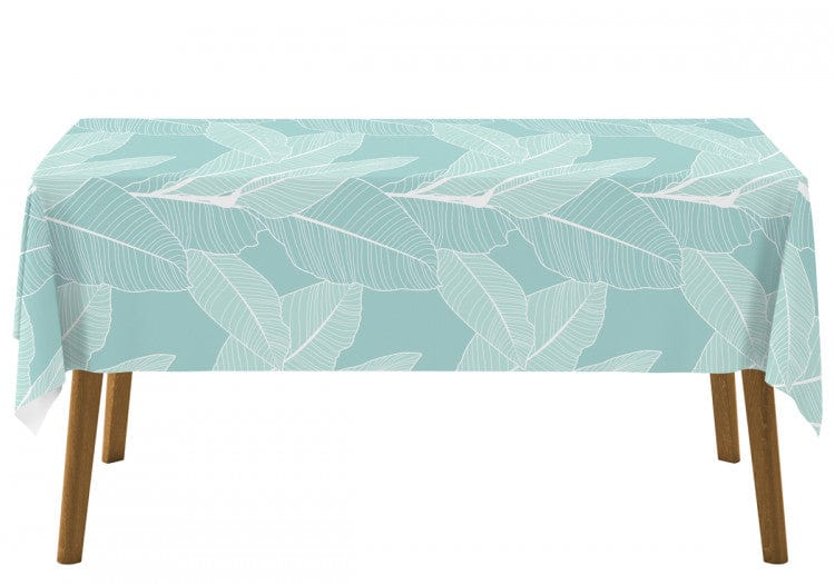 Galdauts ar fikusa baltām lapām uz tirkīza fona, 147230 G-ART