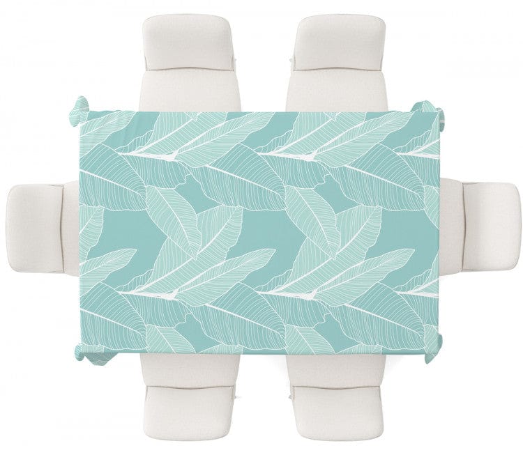 Galdauts ar fikusa baltām lapām uz tirkīza fona, 147230 G-ART