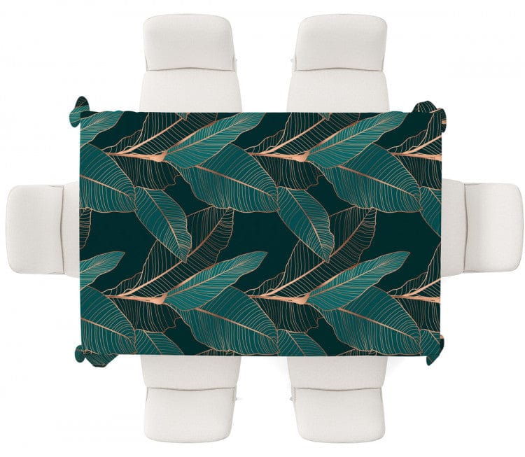 Galdauts - Kompozīcija ar fikusa lapām zeltā un zaļā krāsā G-ART