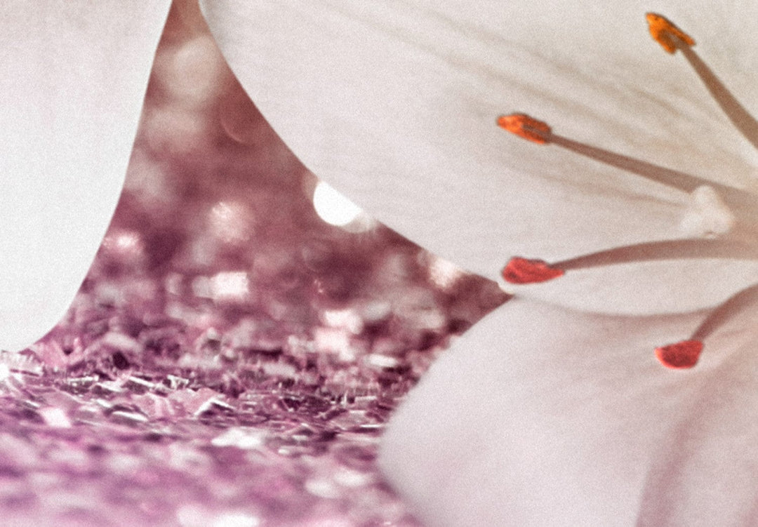 Glezna ar baltam lilijām uz rozā kristāliem - Rozā aizraušanās, 90521 G-ART