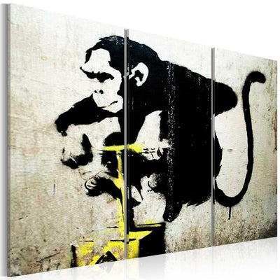 Glezna Banksy pērtiķa TNT detonators (3 daļas, horizontāla) Tapetenshop.lv.
