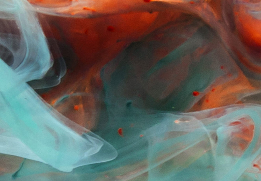 Glezna ar krāsainiem dūmiem zilā un tirkīzā krāsā G-ART