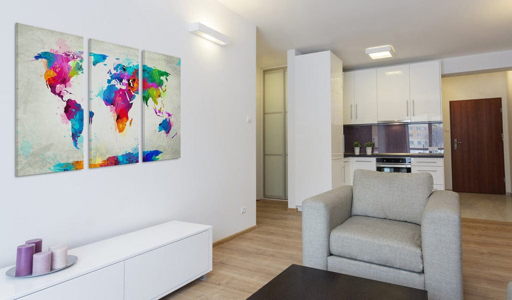 Glezna - Pasaules karte: Krāsu eksplozija (x 3) G-ART