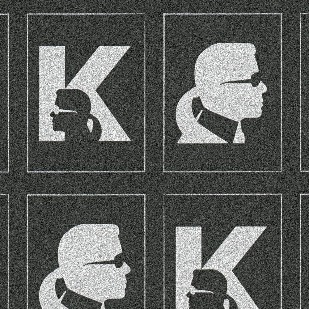 Karl LAGERFELD tapetes ar profila rakstu - melnas 378423 AS Creation