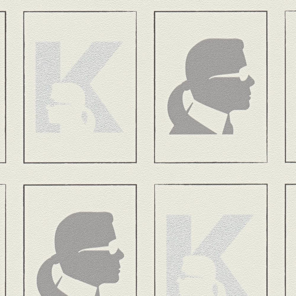 Karl LAGERFELD tapetes ar profila rakstu - pelēkas, 378422 AS Creation