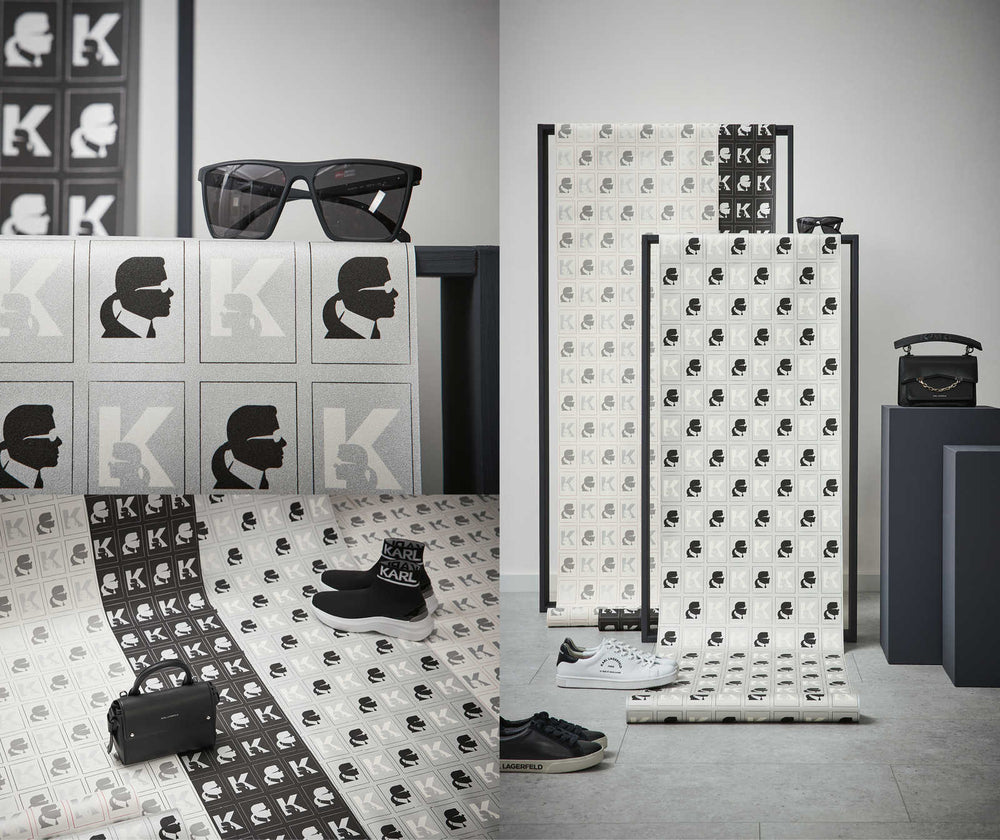 Karl LAGERFELD tapetes ar profila rakstu un metālā spidumu 378424 AS Creation