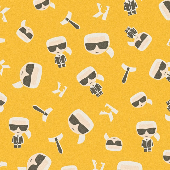 Karl LAGERFELD tapetes, komiksu dizains – dzeltenā krāsā, 378434 AS Creation