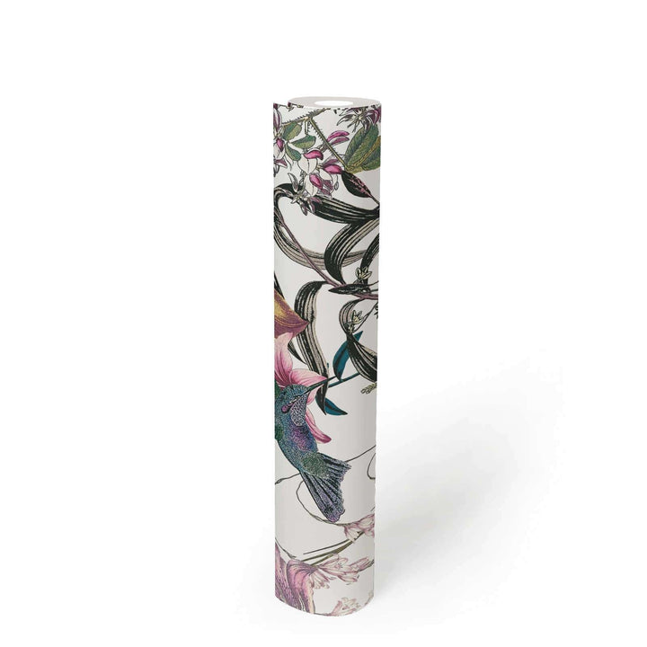 Krāsainas tapetes ar ziediem kolibri - zaļa, dzeltena AS 377011 AS Creation