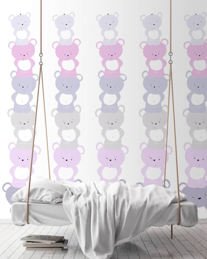Meiteņu istabas bērnu tapetes ar lācīšiem rozā toņos, 381362, Bez PVC 🌿 AS Creation