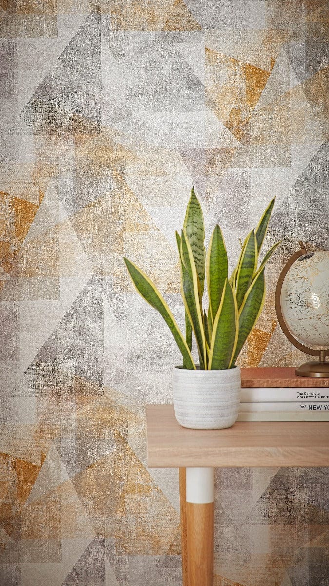 Modernas grafiskas tapetes RASCH dzeltenā un pelēkā krāsā RASCH