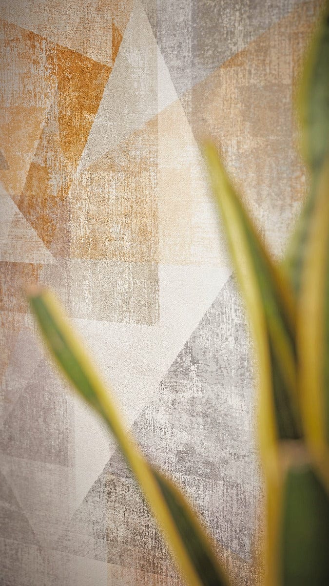 Modernas grafiskas tapetes RASCH dzeltenā un pelēkā krāsā RASCH