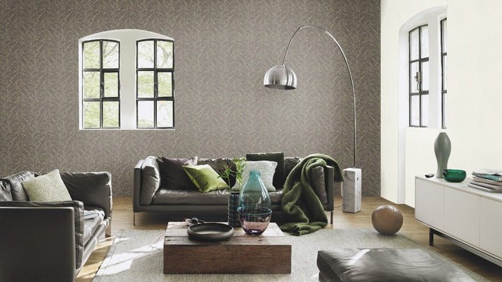 Modernas tapetes RASCH ar perlamutra izskatu zeltā un melnā krāsā, 617559 RASCH