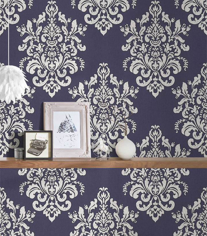 Ornamenta tapetes ar krekinga efektu violetos toņos, 341431 AS Creation