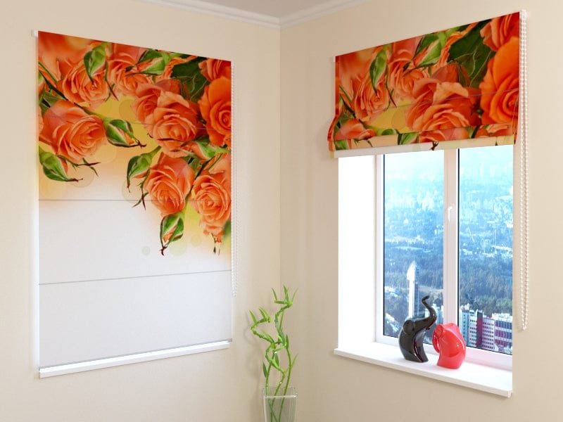 Romiešu žalūzijas ar oranža rozēm Digital Textile