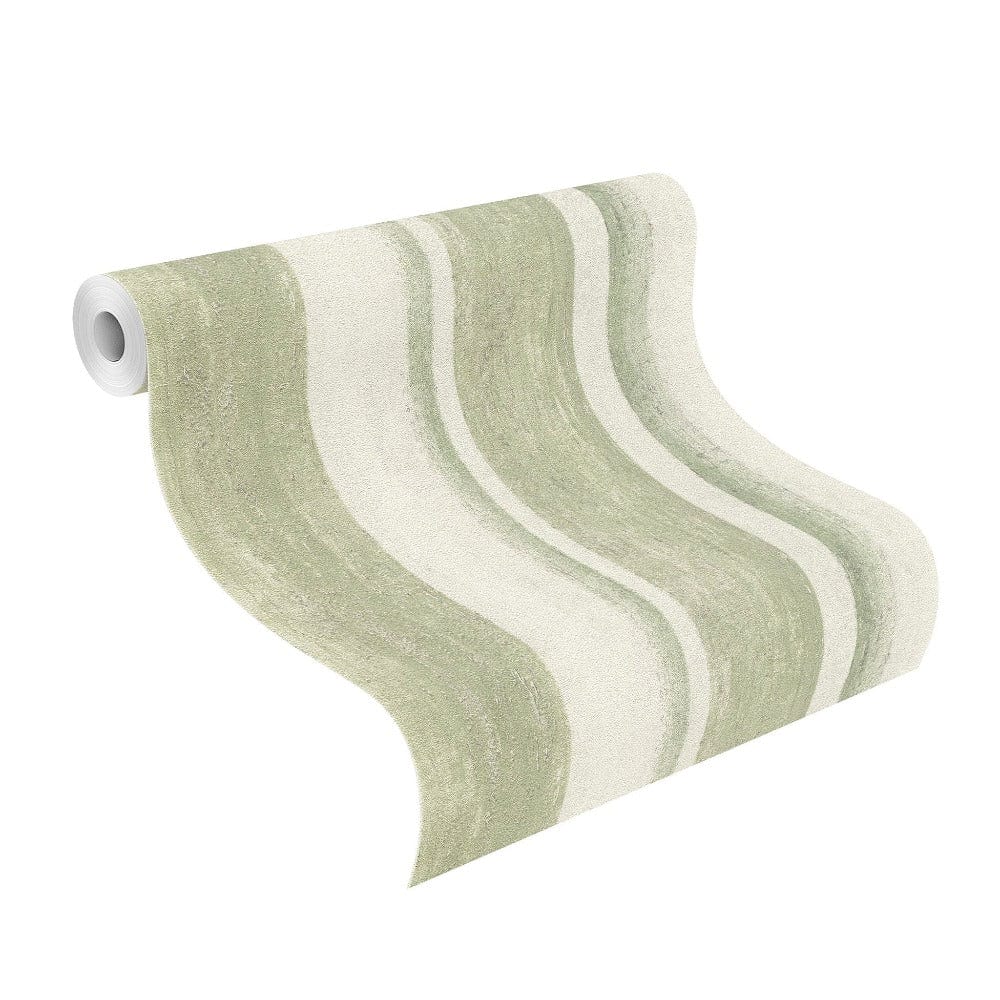 Strīpainas tapetes RASCH zaļā krāsā RASCH