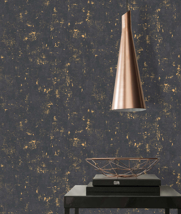 Tapetes ar used look efektu melna un zelta krāsā AS 2307-82 AS Creation