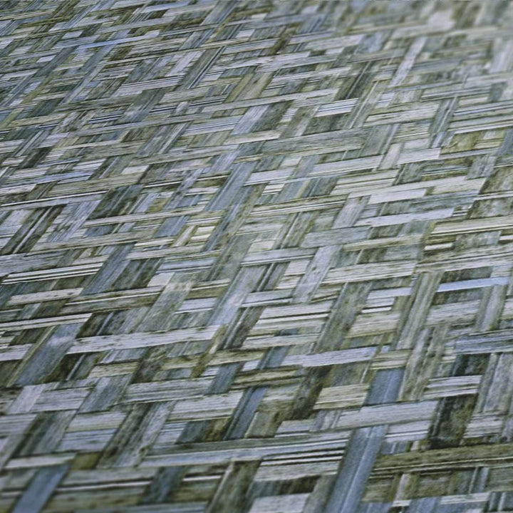 Zili zaļās tapetes ar pīta koka rakstu AS 377063 AS Creation