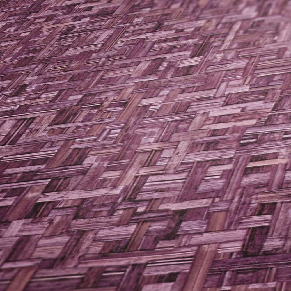 Tapetes violeta krāsā ar pīta koka rakstu AS 377065 AS Creation