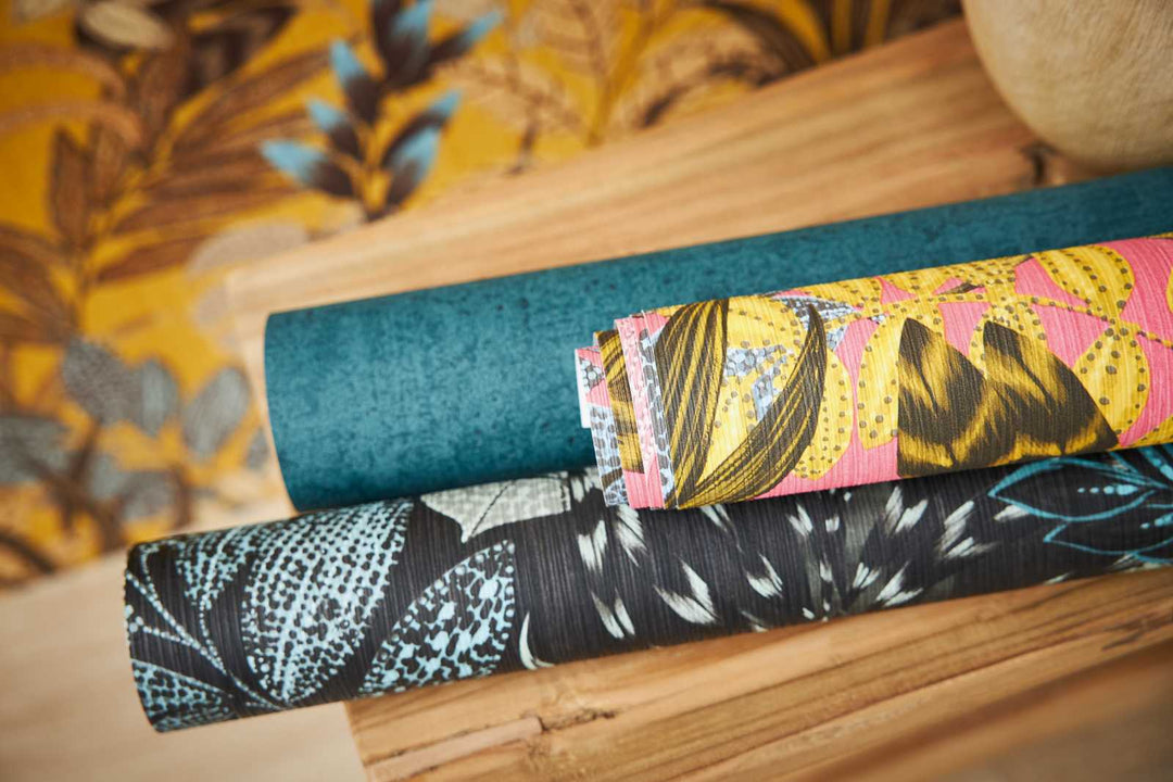 Tumši zilas tapetes ar lina faktūru AS 379534 AS Creation