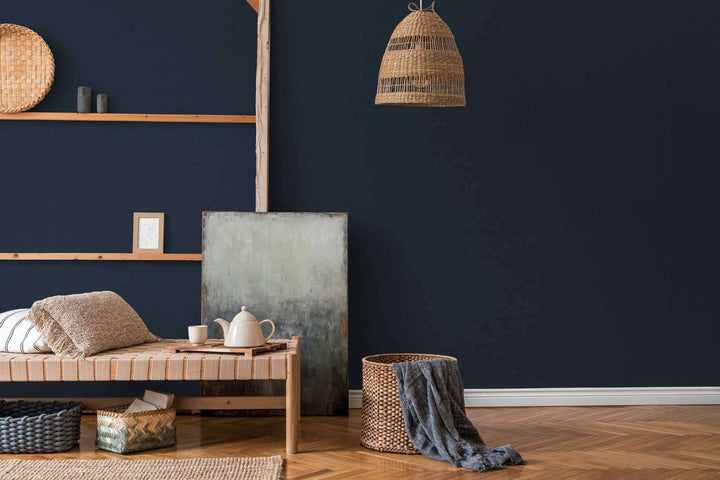 Tumši zilas tapetes ar lina faktūru AS 379534 AS Creation