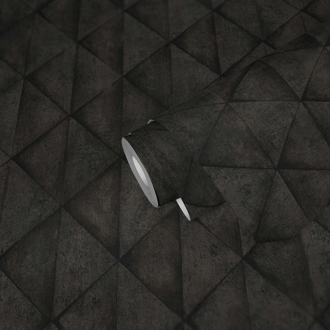 Tapetes ar betona plāksnēm un 3D efektu antracītā krāsā, 377425 AS Creation