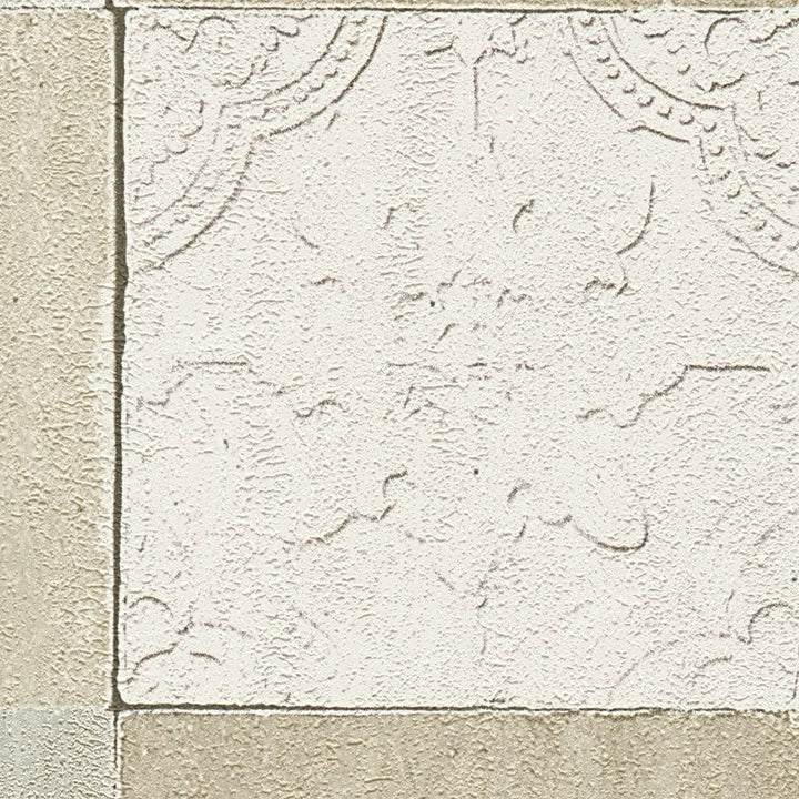 Tapetes ar dekoratīvām flīzēm, mozaīka – krēmkrāsā AS 374064 AS Creation