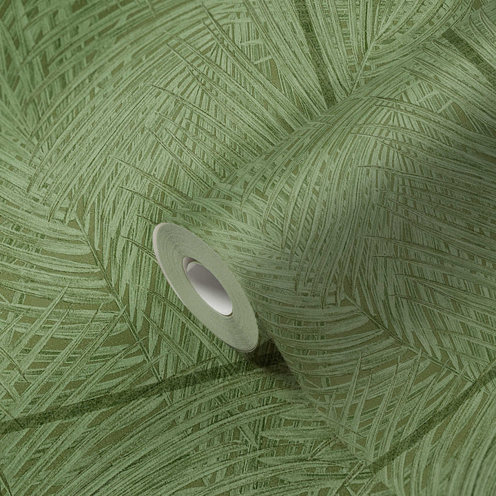 Tapetes ar flīžu dizainu un lapu motīvu - zaļā krasā AS 373721 AS Creation