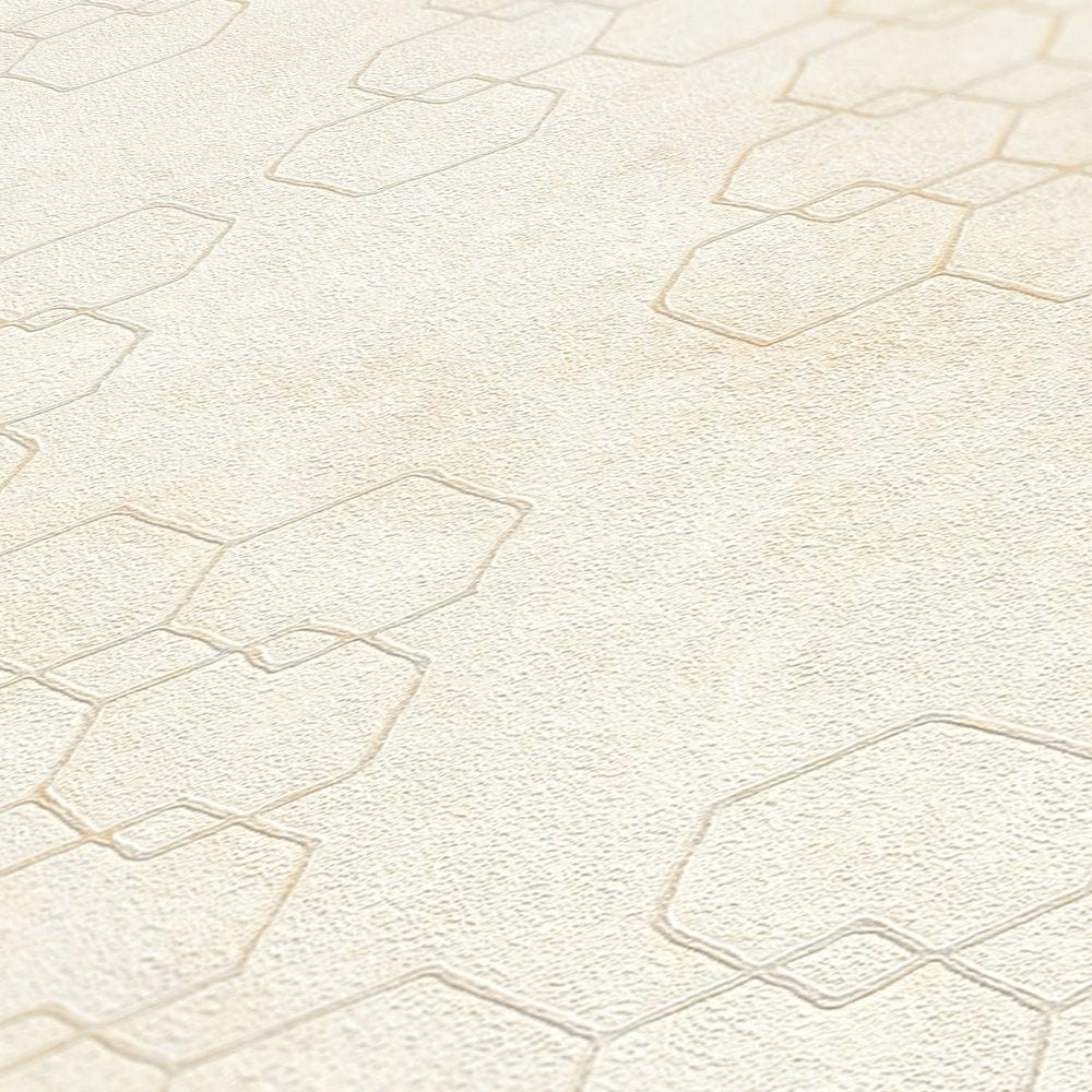 Tapetes ar ģeometrisku rakstu industriālā stilā - krēmkrāsā AS 374241 AS Creation