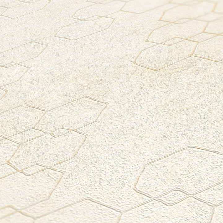 Tapetes ar ģeometrisku rakstu industriālā stilā - krēmkrāsā AS 374241 AS Creation