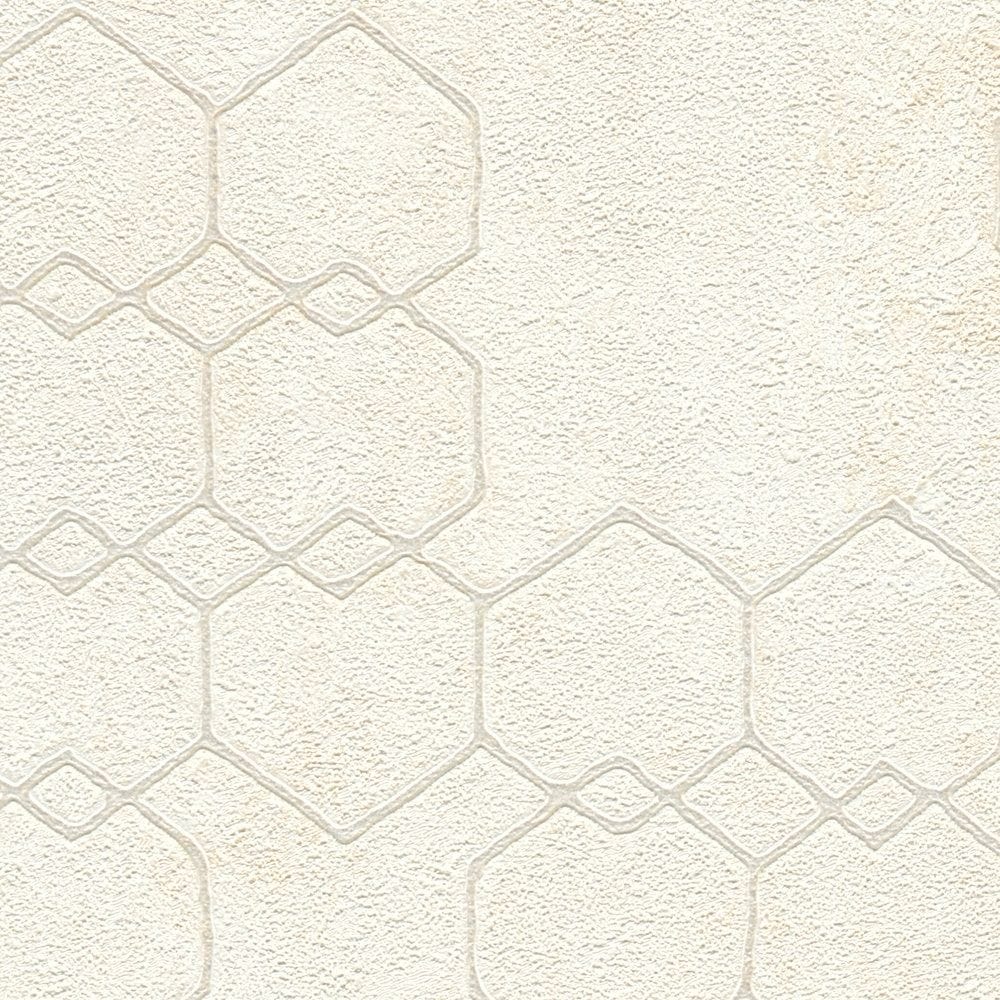 Tapetes ar ģeometrisku rakstu industriālā stilā - krēmkrāsā AS 374241 AS Creation