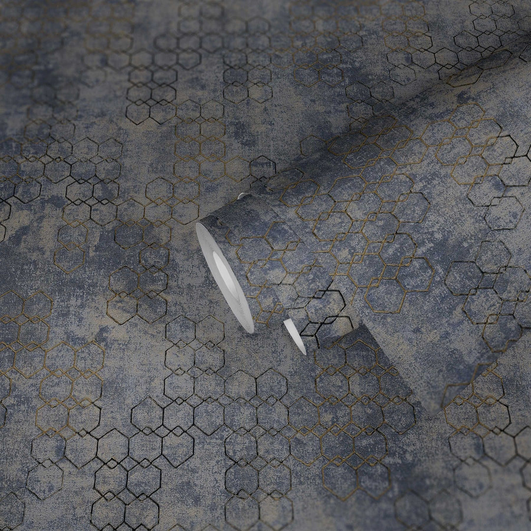 Tapetes ar ģeometrisku rakstu industriālā stilā - tumši pelēkas 374245 AS Creation